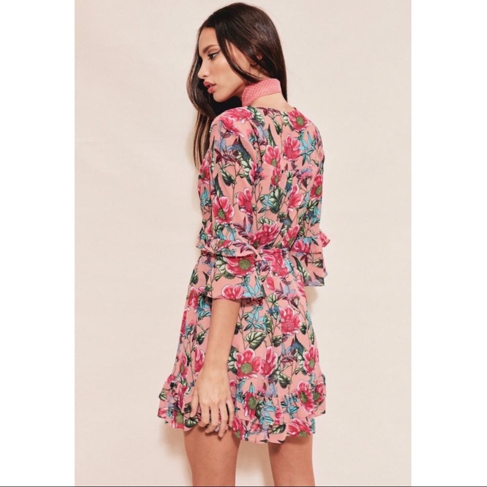 For Love & Lemons Churro Mini Dress Pink Floral - Picture 7 of 8